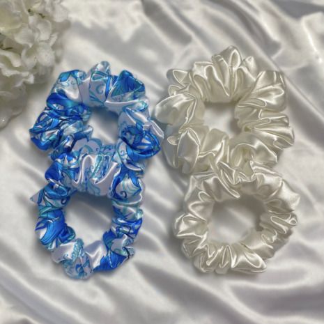 Zestaw scrunchie blue&cream