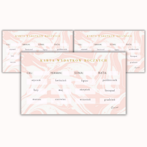 Karta wydatków rocznych - Peach Marble