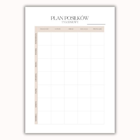 Tygodniowy Plan Posiłków Tygodniowy Plan Posiłków